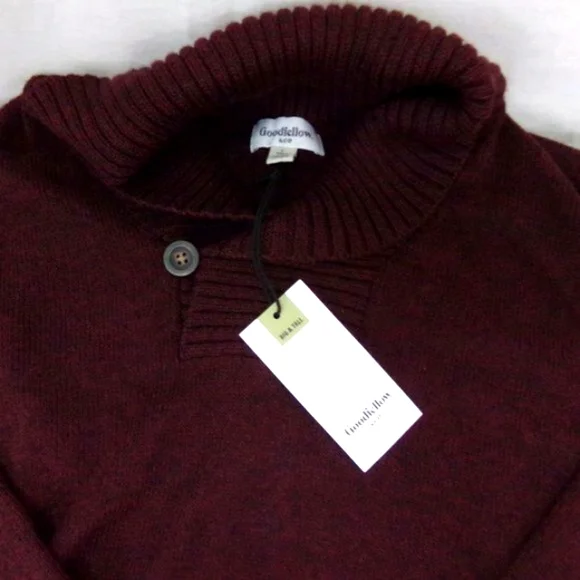 Goodfellow & Co Mens' Pullover Shawl Sweater Burgundy M, XXL - Picture 2 of 4